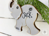 Elephant Ornament - Personalized Wood Elephant Gift