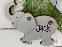 Elephant Ornament - Personalized Wood Elephant Gift