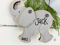 Elephant Ornament - Personalized Wood Elephant Gift