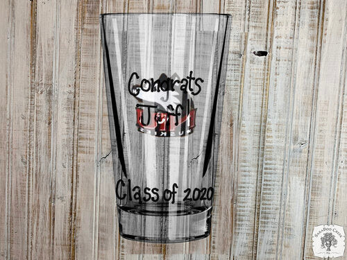 Hand Painted Glasses - Custom School Drinkware; Personalized Grad Gift