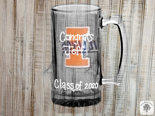 Hand Painted Glasses - Custom School Drinkware; Personalized Grad Gift