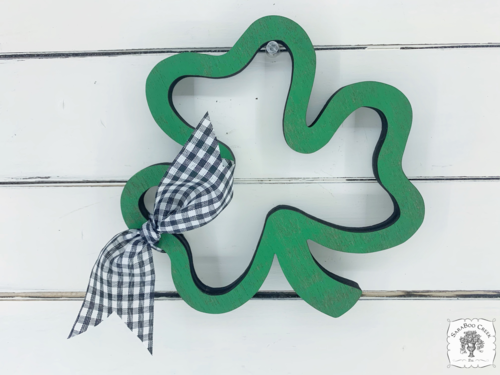 Green Shamrock Outline with Bow