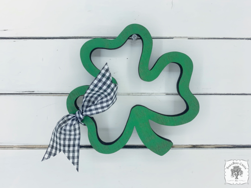 Green Shamrock Outline with Bow