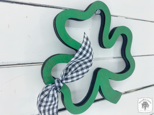 Green Shamrock Outline with Bow