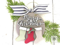 Family Ornament with 2, 3, 4, 5, or 6 Personalized Christmas Stockings