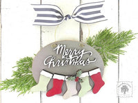 Family Ornament with 2, 3, 4, 5, or 6 Personalized Christmas Stockings