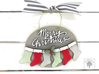 Family Ornament with 2, 3, 4, 5, or 6 Personalized Christmas Stockings