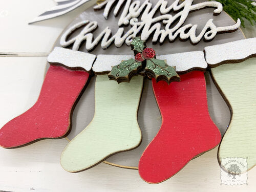 Family Ornament with 2, 3, 4, 5, or 6 Personalized Christmas Stockings